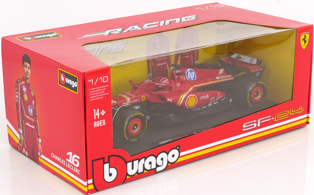 Bburago 1:18 Ferrari SF-24 2024 Leclerc with driver figure