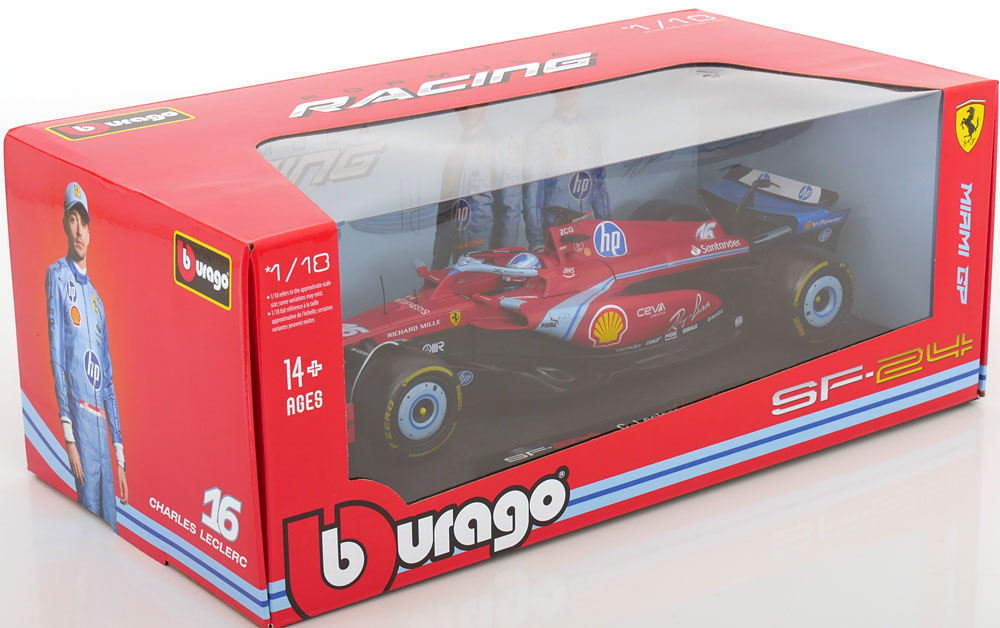 Bburago 1:18 Ferrari SF-24 GP Miami 2024 Leclerc