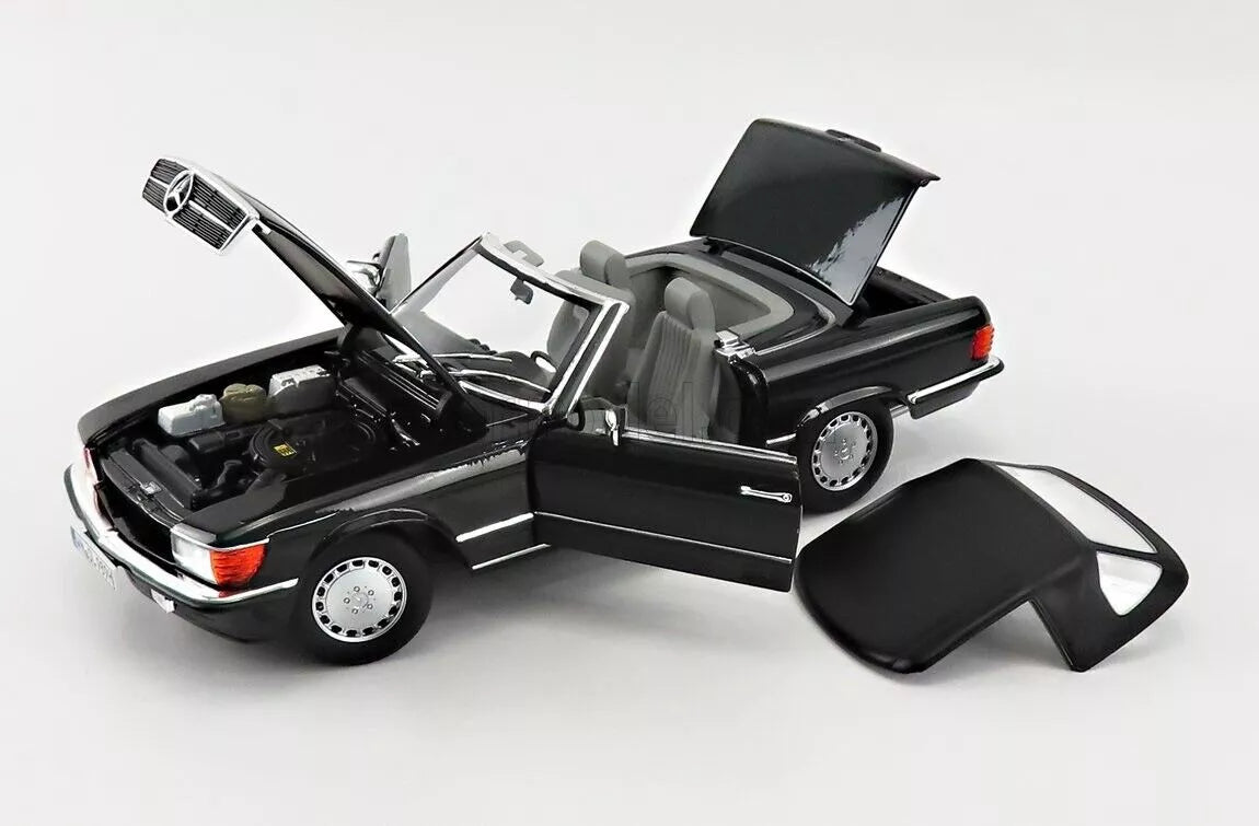 Norev 1:18 Mercedes Benz 300 SL R107 1986 Black Pearl 300SL Class (Dealer Edition)