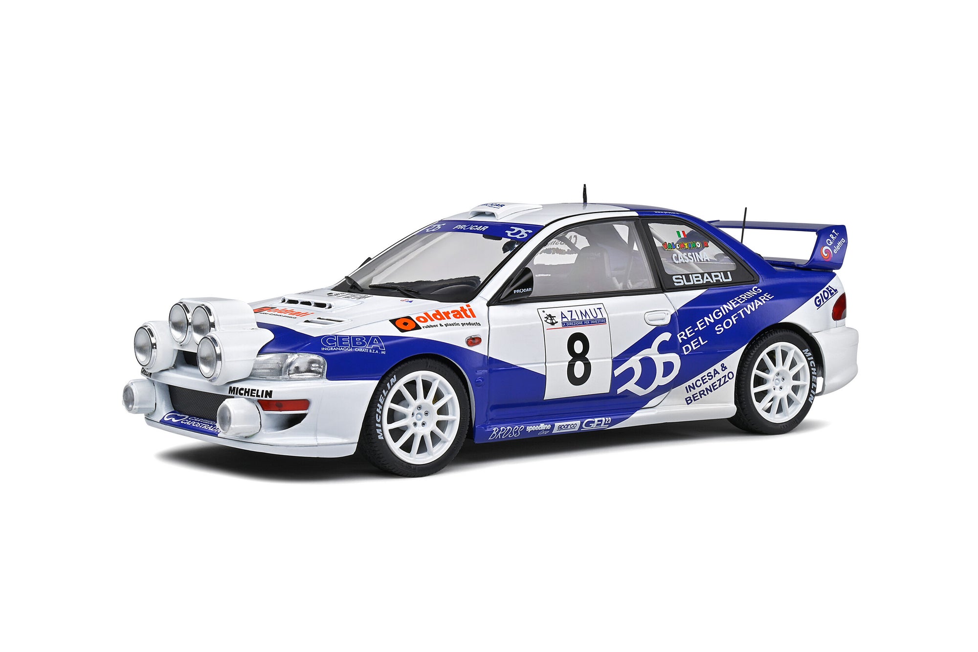 Solido 1:18 Subaru Impreza S5 WRC99 – Rally Azimut Di Monza – 2000 – #8 V.Rossi / C.Cassina
