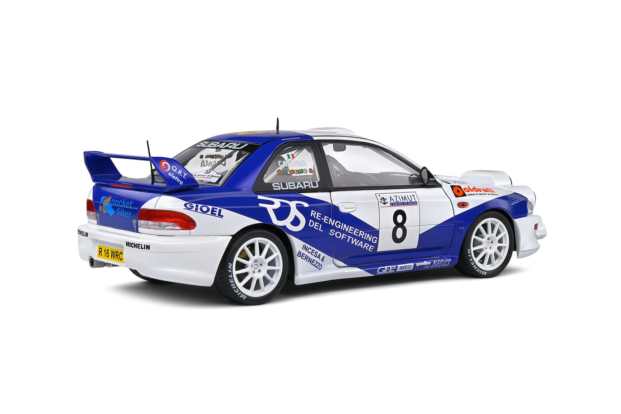 Solido 1:18 Subaru Impreza S5 WRC99 – Rally Azimut Di Monza – 2000 – #8 V.Rossi / C.Cassina