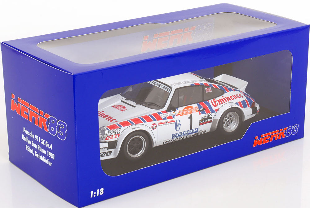 Werk83 1:18 Porsche 911 SC Gr.4 No 1 Rally San Remo 1981 Röhrl/Geistdoerfer