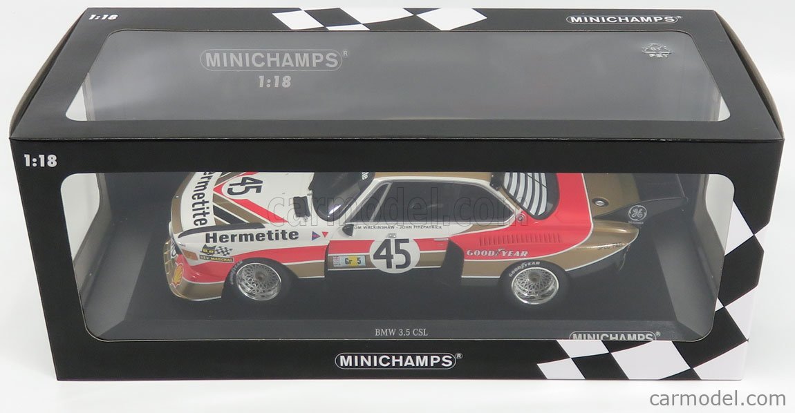 MINICHAMPS 1:18 - BMW - 3.5 CSL TEAM HERMETITE PRODUCTIONS LTD. N 45 24h LE MANS 1976 T.WALKINSHAW - J.FITZPATRICK