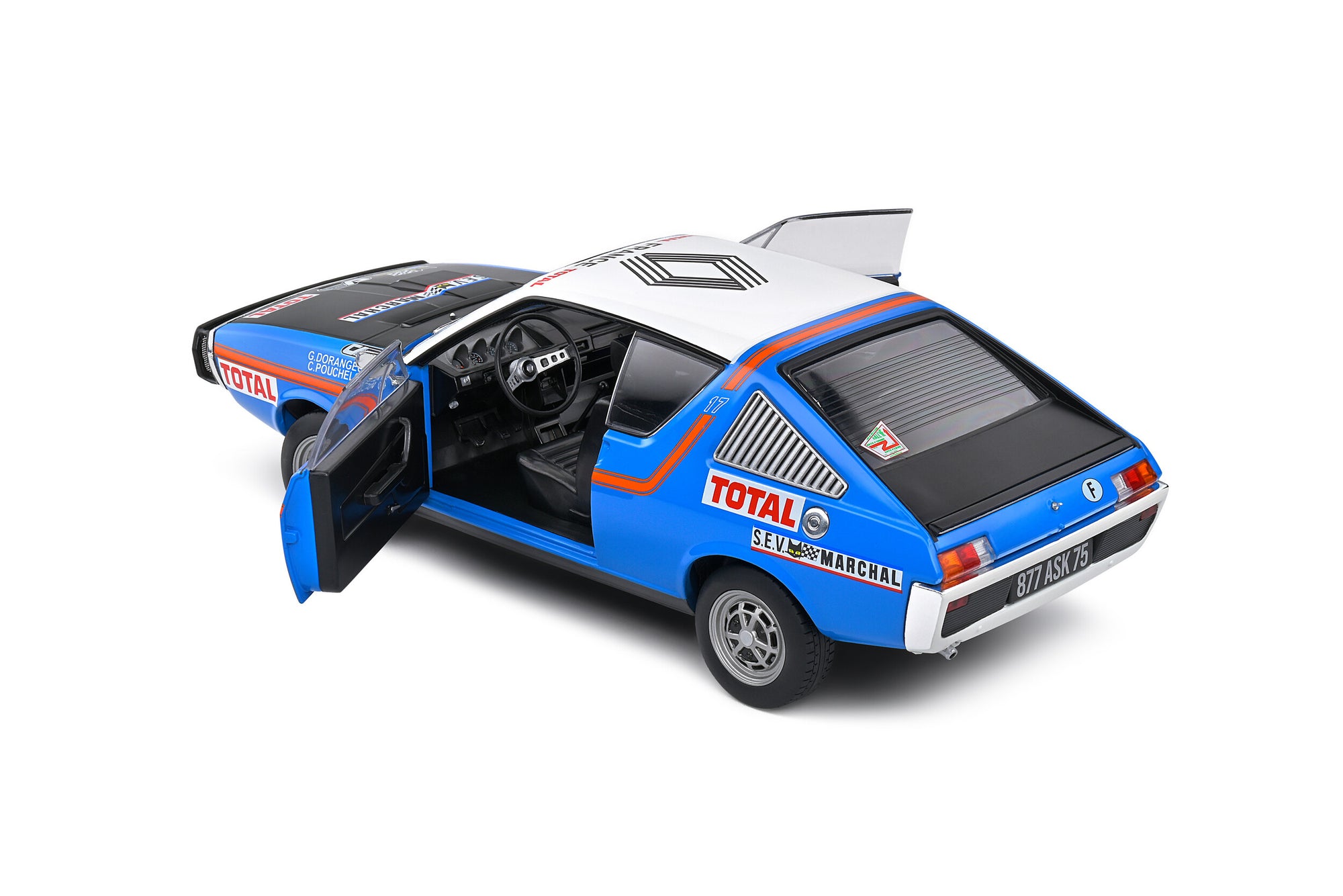 Solido 1:18 Renault 17 – Rallye Abidjan Nice – 1976 – #42 Pouchelon / Dorangeon